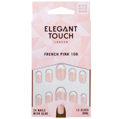 Elegant Touch False Nails Oval Medium Length - French Pink 106