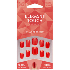 Elegant Touch False Nails Squoval Short Length - Pillarbox Red
