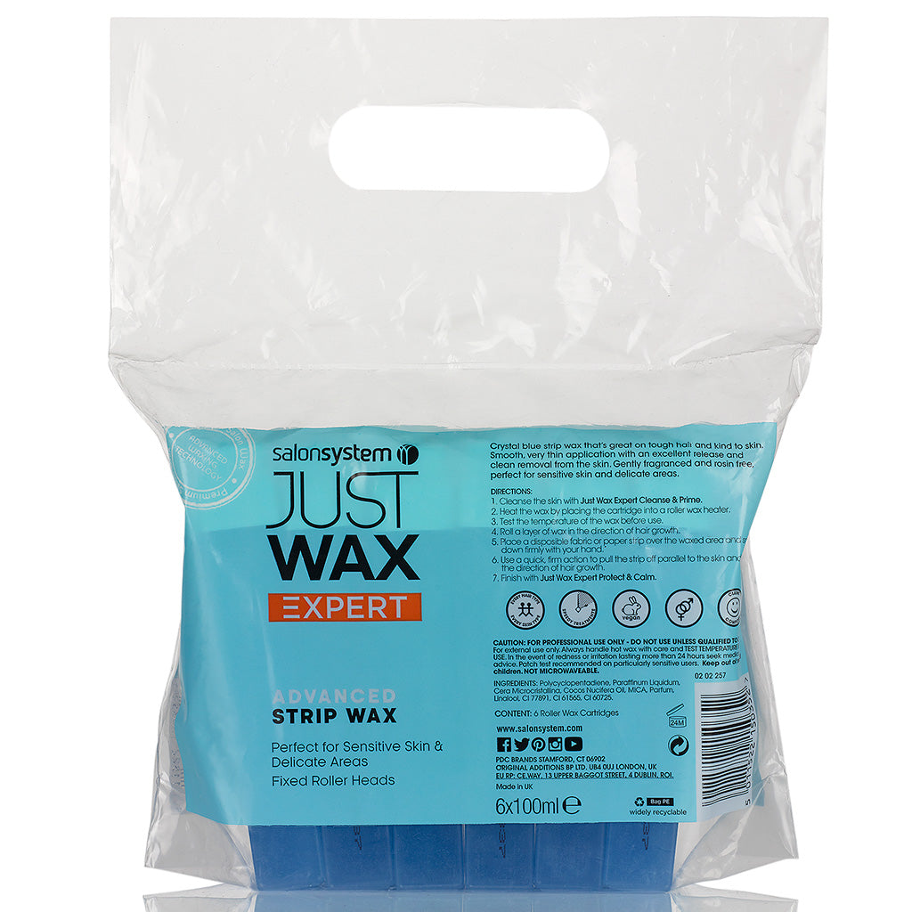 Salon System Just Wax Expert Advanced Strip Wax Fixed Head Roller Refill Cartridges (6x100ml)
