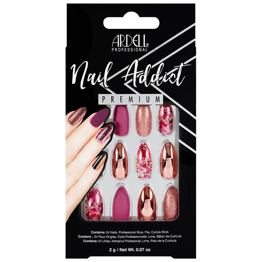 Ardell Nails Nail Addict Premium False Nails - Chrome Pink Foil