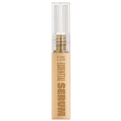 The gold-colored tube of Babe Original Babe Lash Essential Serum, which is designed to promote longer-looking lashes, comes with a transparent cap. The front of the tube prominently displays the word