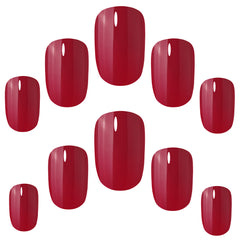 Elegant Touch False Nails Squoval Short Length - Rich Red (Loose)