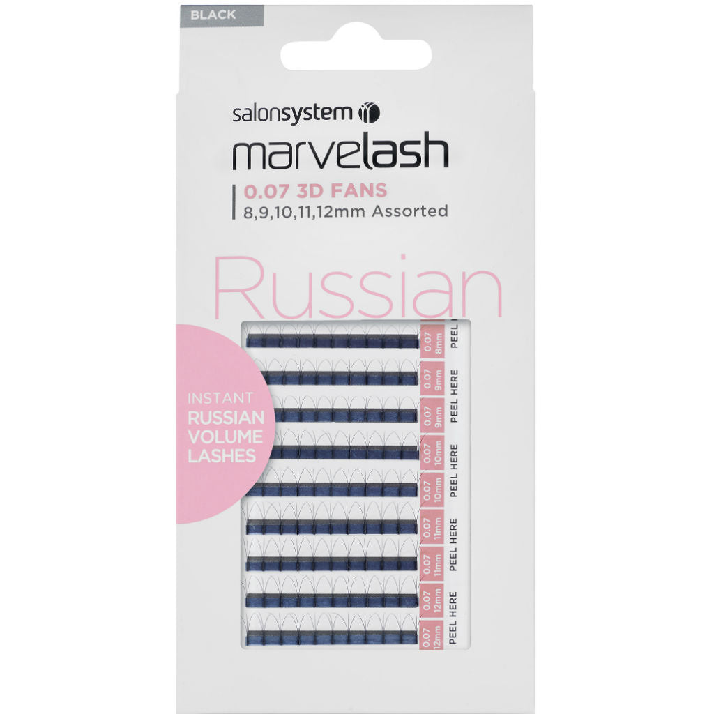 Marvelash Russian Volume Lashes 0.07 3D Fans, Assorted Length (8, 9, 10, 11, 12mm)