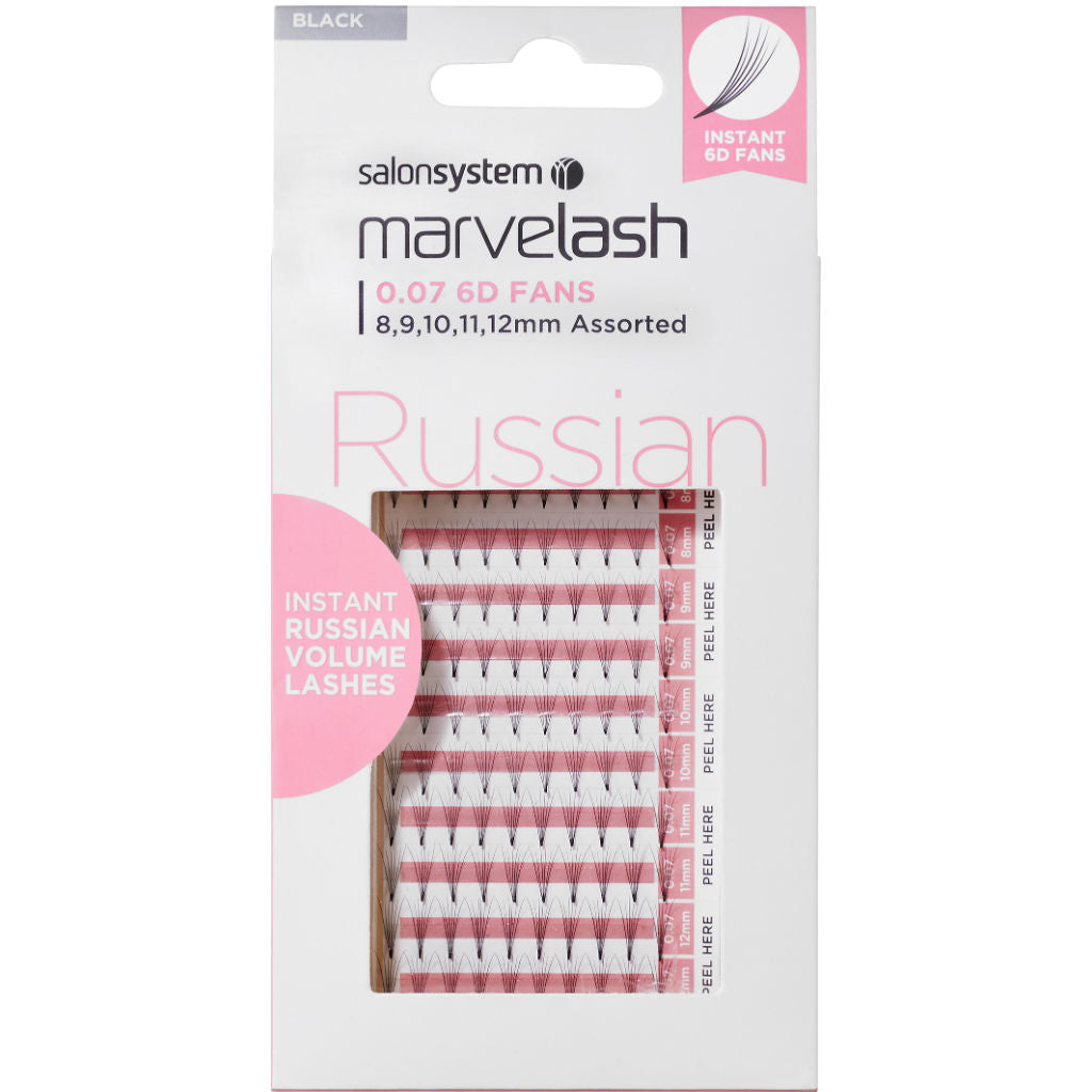 Marvelash Russian Volume Lashes 0.07 6D Fans, Assorted Length (8, 9, 10, 11, 12mm)