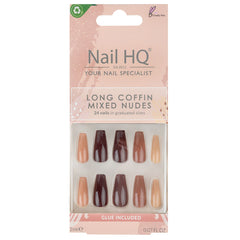 Nail HQ False Nails Long Coffin - Mixed Nudes