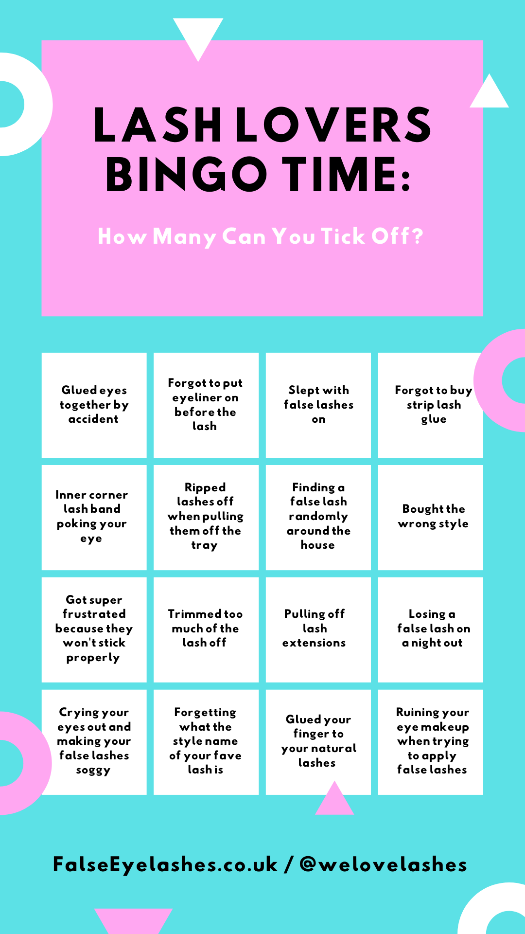 Lash Lover Bingo Card 
