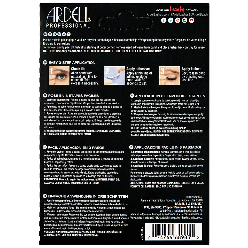 Ardell Lashes 101 Multipack (6 Pairs) - Back of Packaging