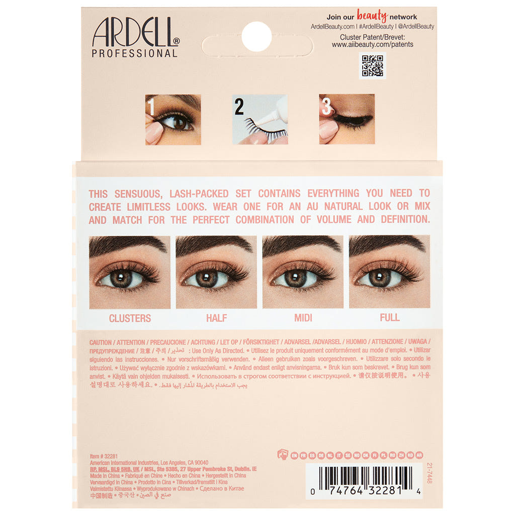 Ardell Naked My Way 435 Lash Variety Pack (Back of Packaging)