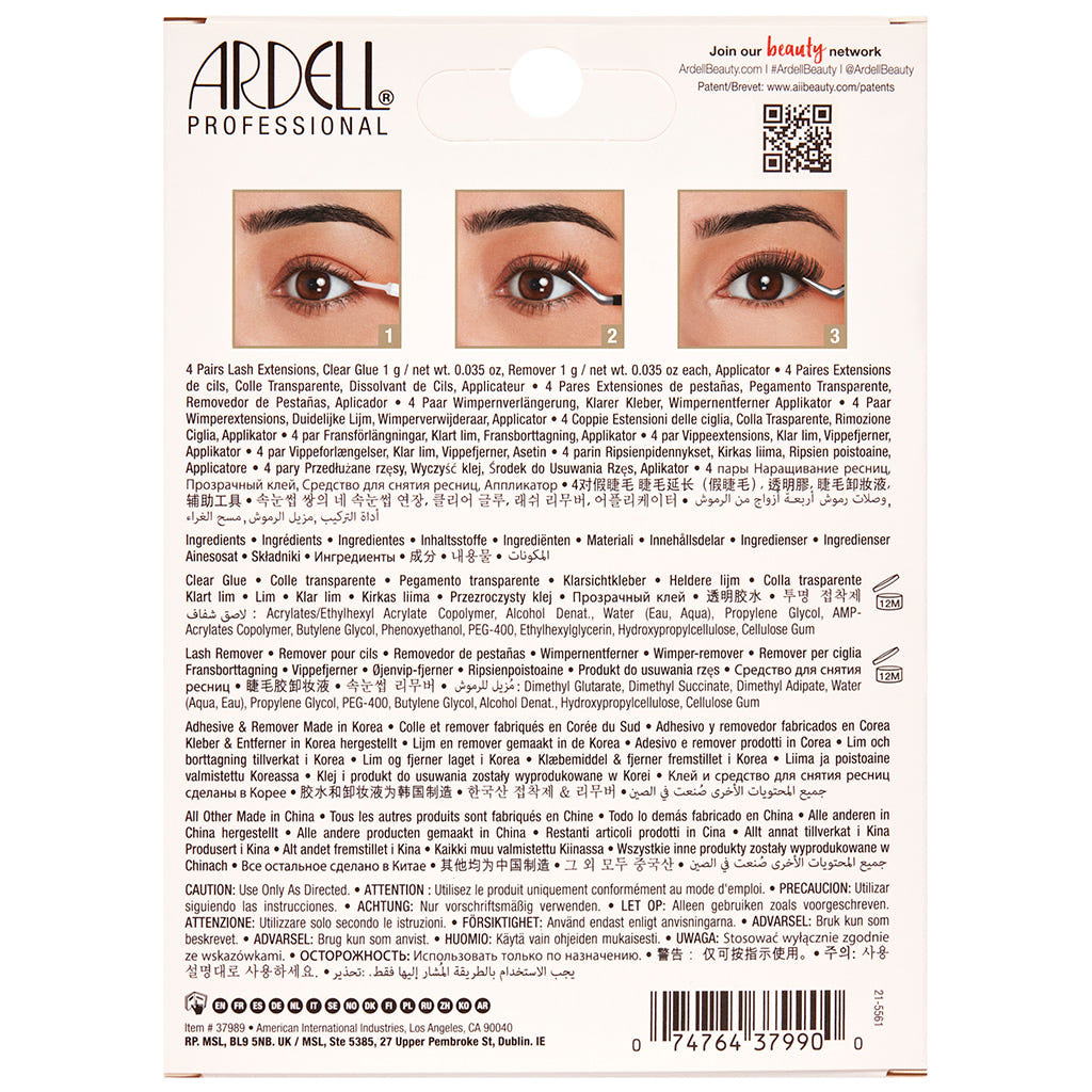 Ardell Pre-Mapped Extensions Kit Cat Eye (4 Pairs) - Back of Packaging