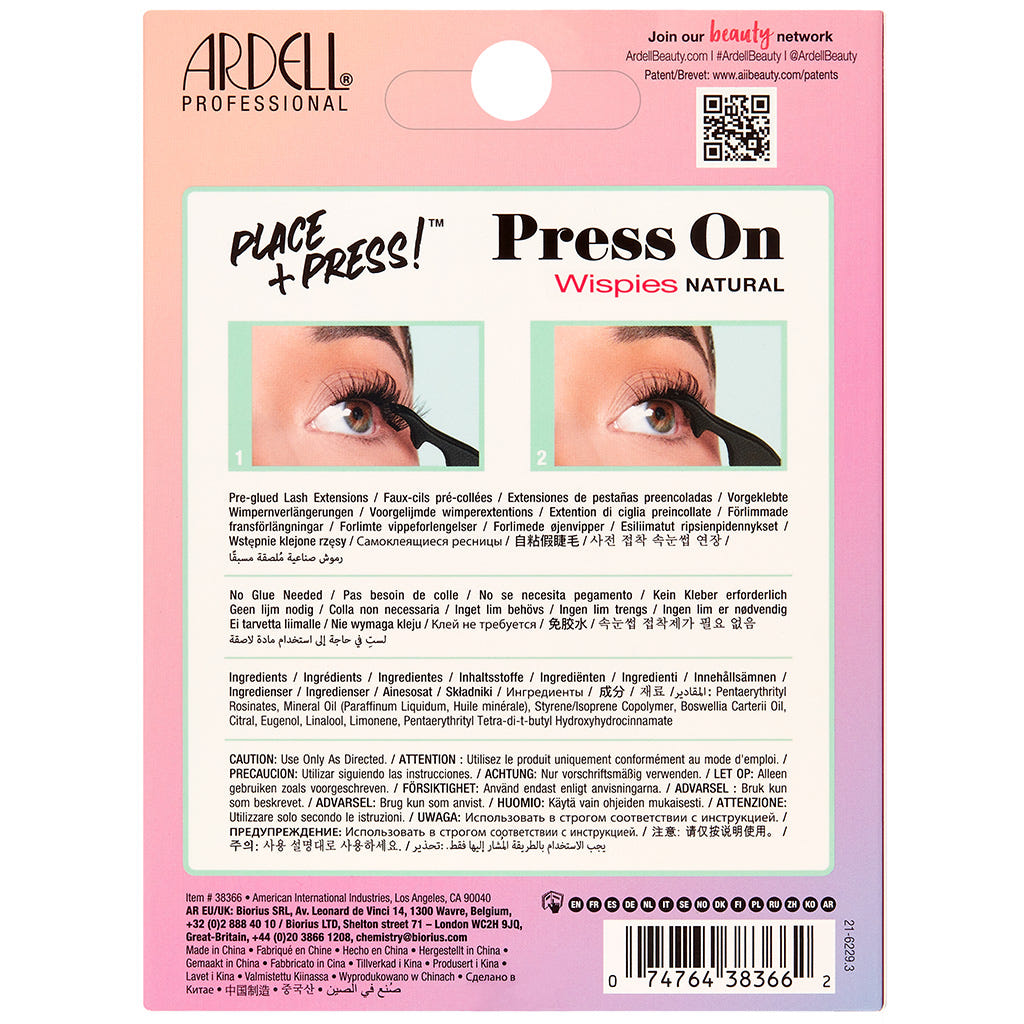 Ardell Press On Underlash Extensions - Wispies Natural (100 Clusters) - Back of Packaging