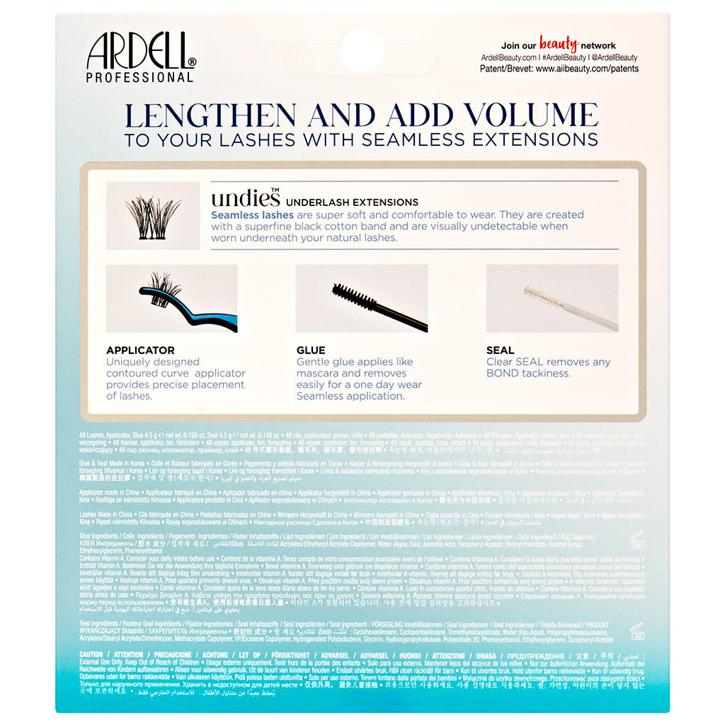 Ardell Seamless Underlash Extensions MUA Kit (Back of Packaging)
