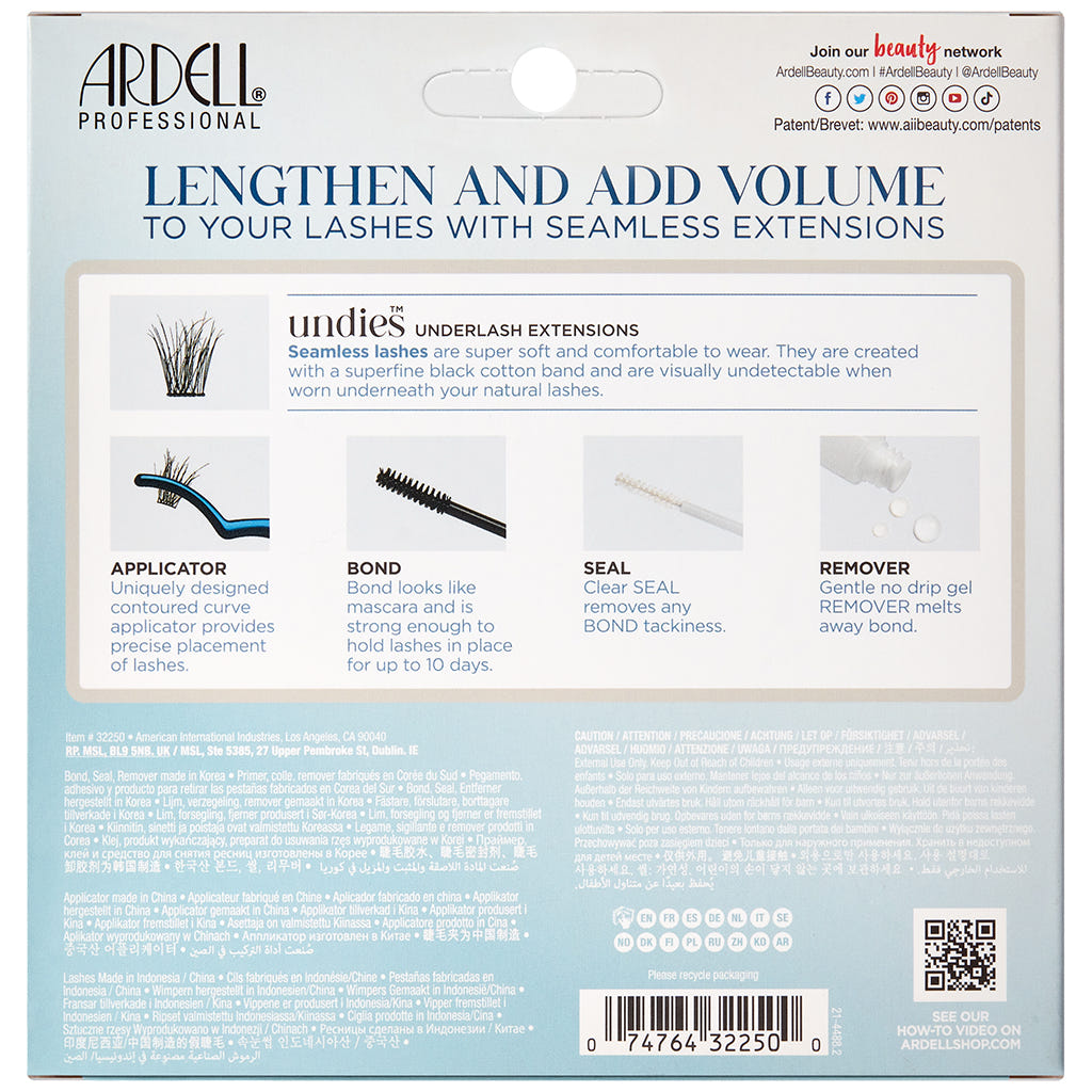 Ardell Seamless Underlash Extensions Starter Kit - Naked (Back of Packaging)