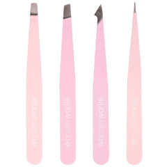 Brushworks The Complete Combination Tweezer Set - Pink (4 Pieces) - Loose 1