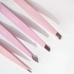 Brushworks The Complete Combination Tweezer Set - Pink (4 Pieces) - Loose 2