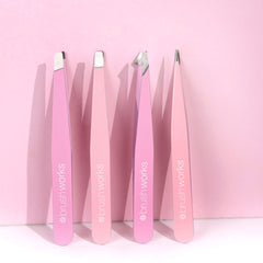 Brushworks The Complete Combination Tweezer Set - Pink (4 Pieces) - Lifestyle 1