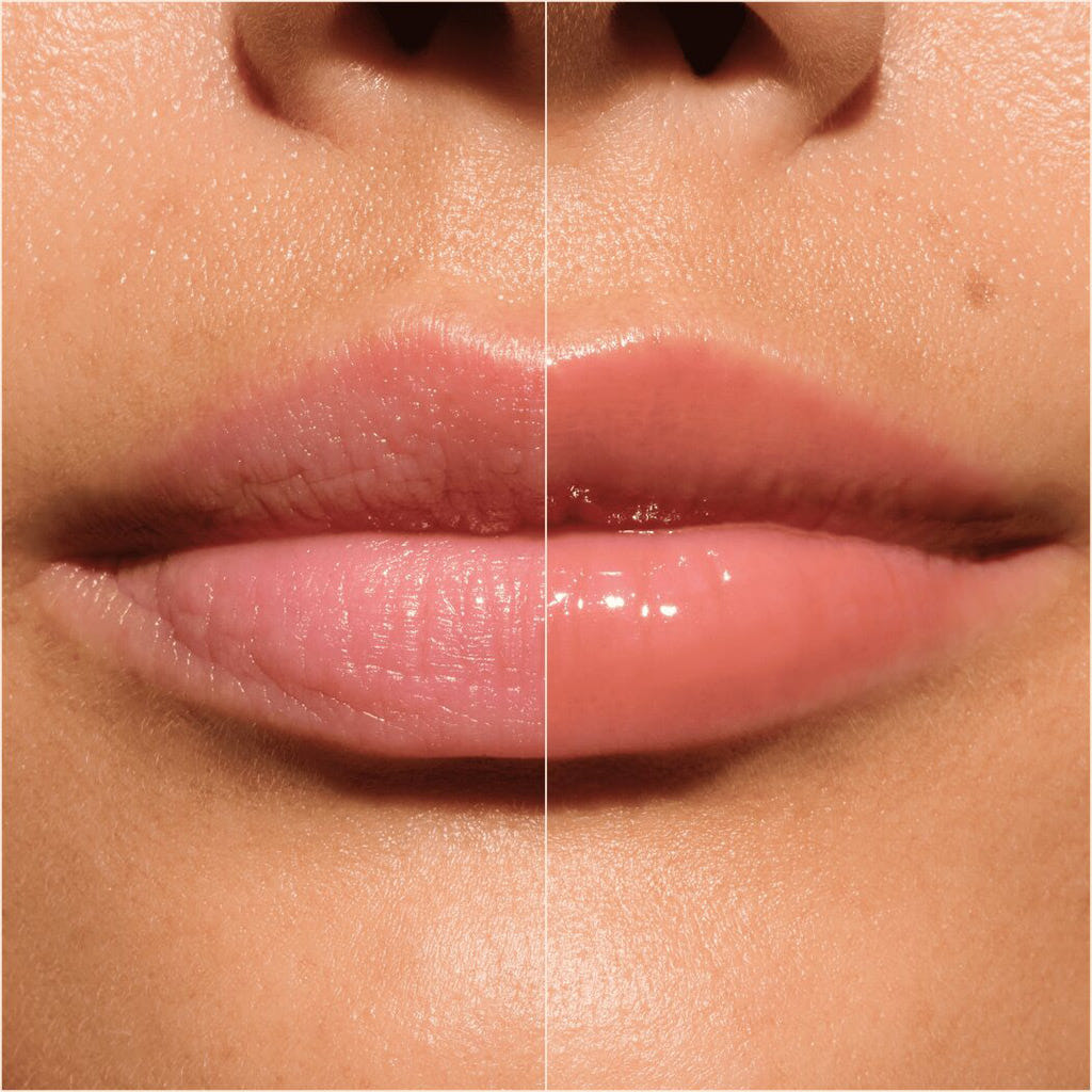 Catrice Cosmetics Butter Drippin' Glossy Lip Balm (10ml) - Model Shot 1 (Before & After) [020 Maple Latte]