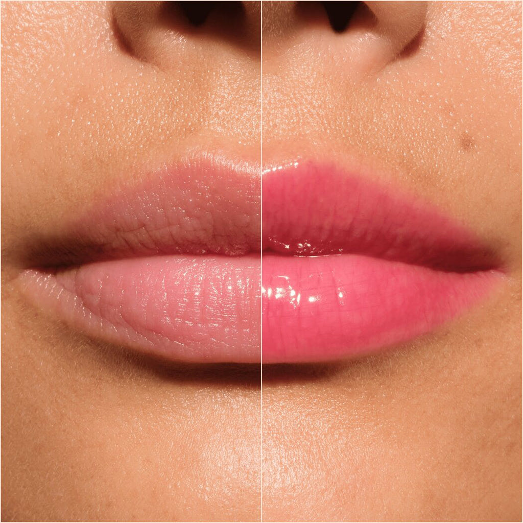Catrice Cosmetics Butter Drippin' Glossy Lip Balm (10ml) - Model Shot 1 (Before & After) [050 Cherry Delicious]