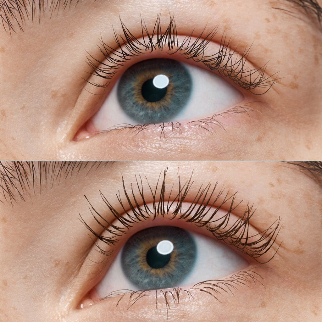 Catrice Cosmetics Glam & Doll Volume Brown Mascara Waterproof (10ml) - Model Shot 1 (Before & After)