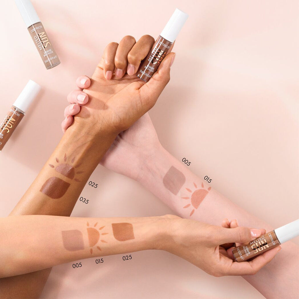 Catrice Cosmetics Melted Sun Liquid Bronzer (10ml) - Model Arm Colour Swatches