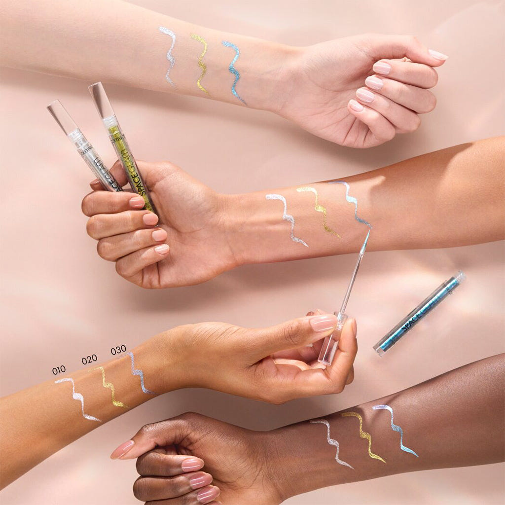 Catrice Cosmetics Space Glam Liquid Effect Eyeliner (1.4ml) - Model Arm Colour Swatches 1