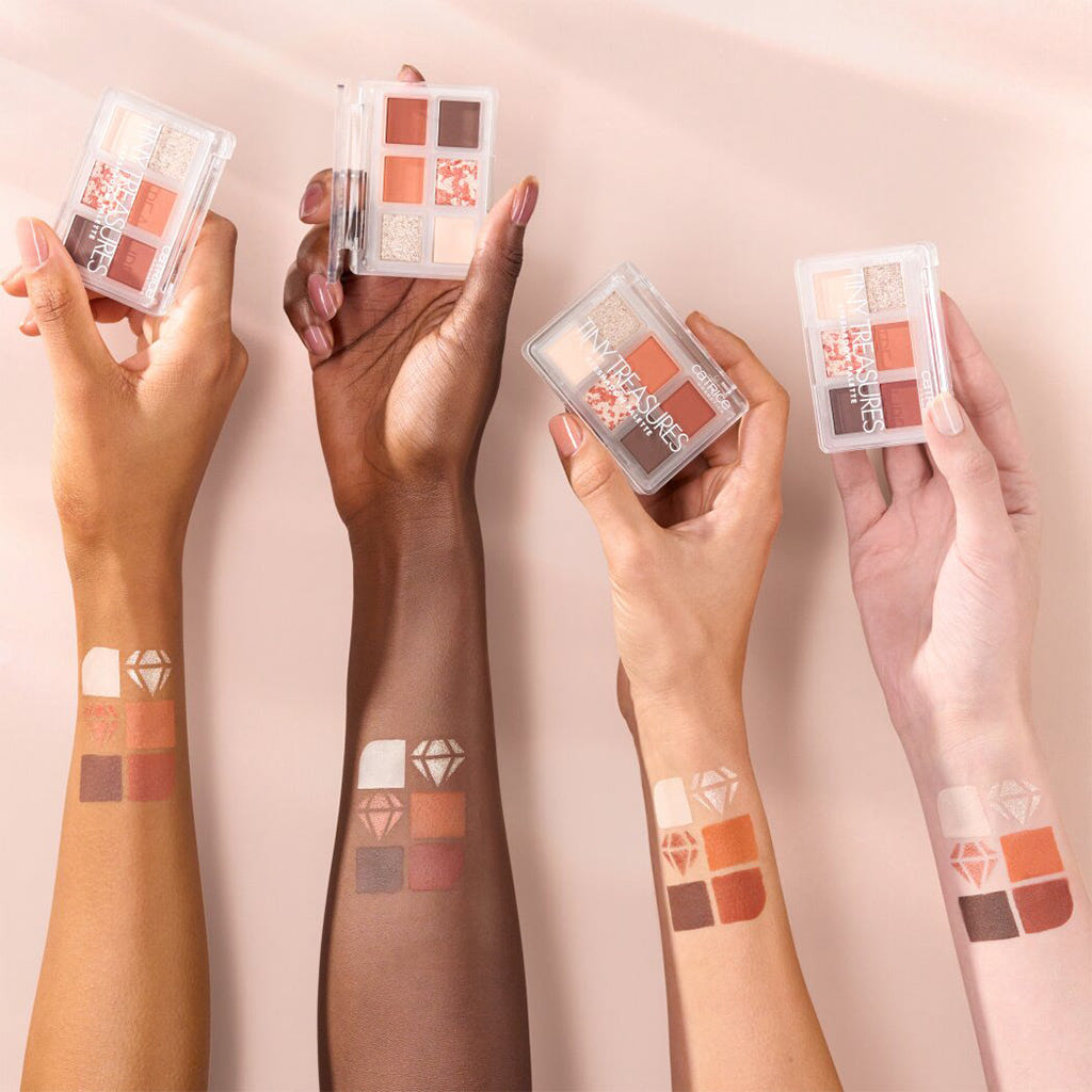 Catrice Cosmetics Tiny Treasures Eyeshadow Palette (4.2g) - Model Arm Colour Swatches [030 Heat It Up]