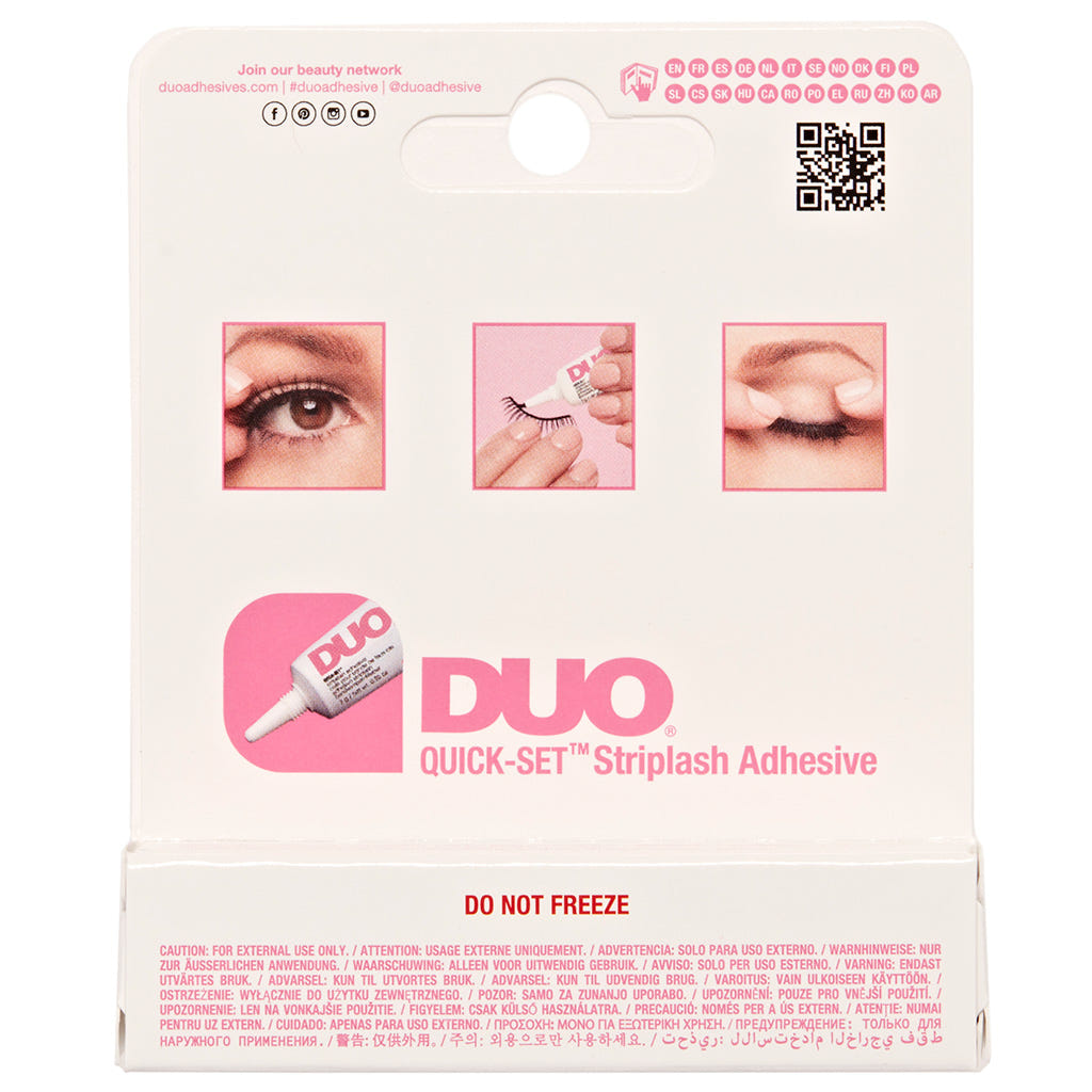 DUO Quick Set Strip Lash Adhesive Dark Tone (7g) - Back of Packaging