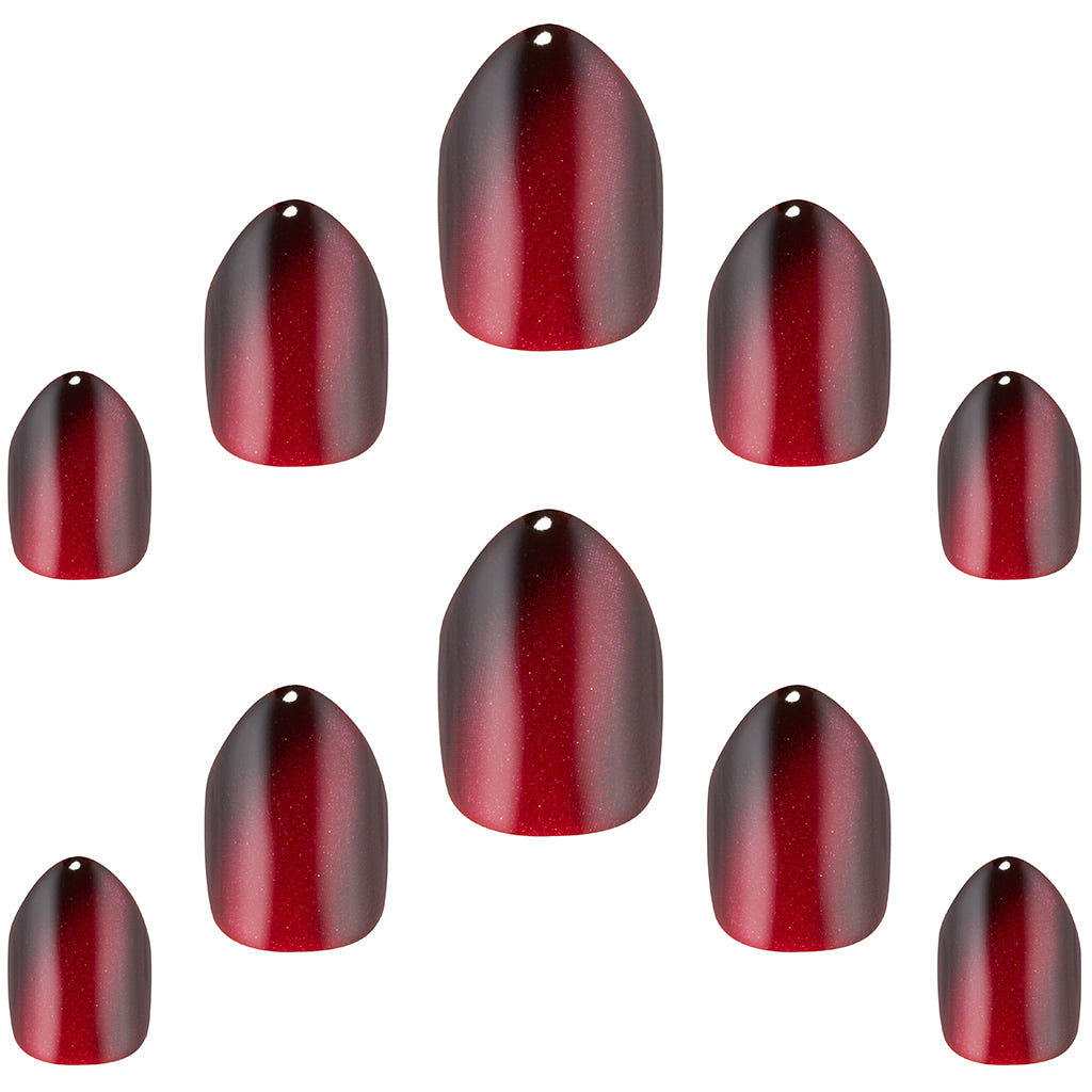 Elegant Touch False Nails Almond Petite - Crimson Sparkle (Loose)