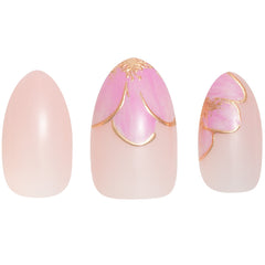 Elegant Touch False Nails Almond Short Length - Gilded Petal (Loose)