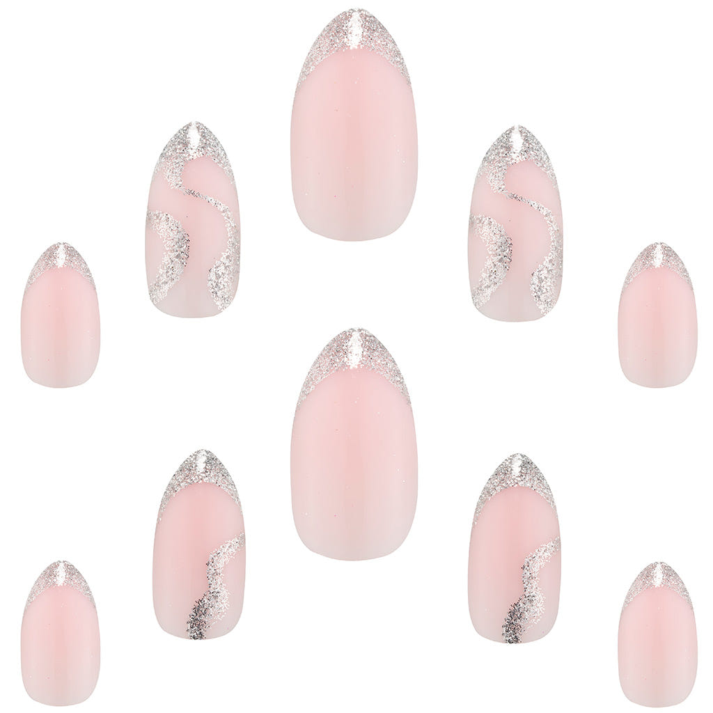 Elegant Touch False Nails Almond Short Length - Platinum Girl (Loose)