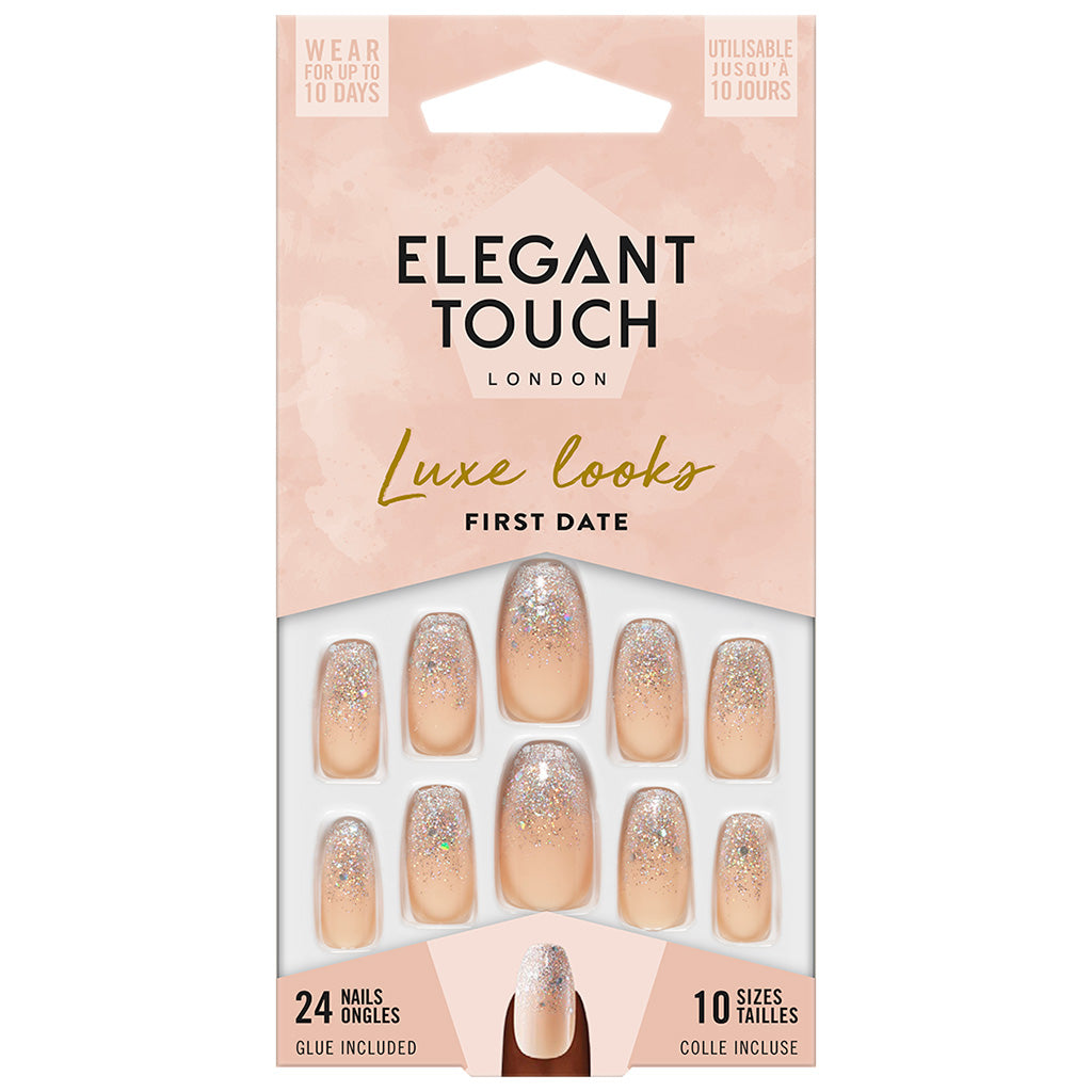 Elegant Touch False Nails Coffin Long Length - First Date