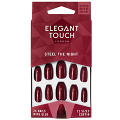 Elegant Touch False Nails Coffin Long Length - Steel The Night