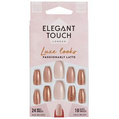 Elegant Touch False Nails Coffin Medium Length - Fashionably Latte
