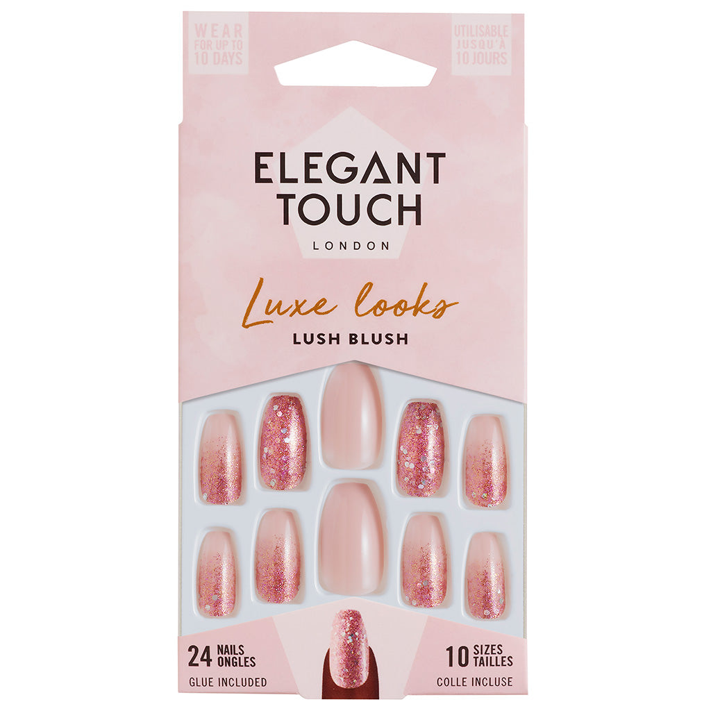 Elegant Touch False Nails Coffin Medium Length - Lush Blush