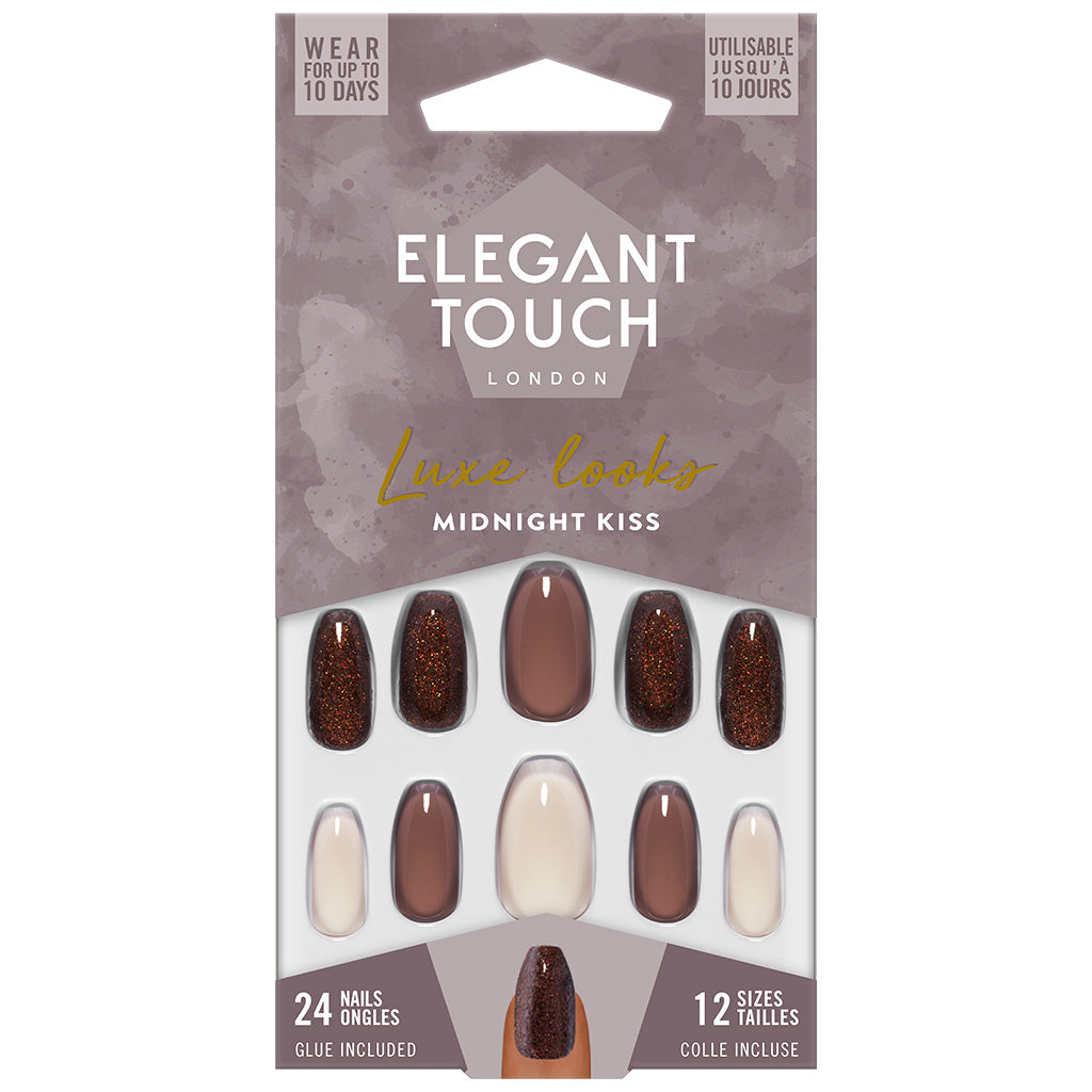 Elegant Touch False Nails Coffin Medium Length - Midnight Kiss