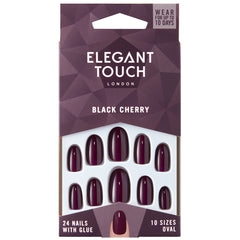 Elegant Touch False Nails Oval Medium Length - Black Cherry