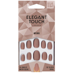 Elegant Touch False Nails Oval Medium Length - Mink