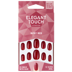 Elegant Touch False Nails Oval Medium Length - Ruby Red