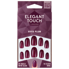 Elegant Touch False Nails Oval Medium Length - Vivid Plum
