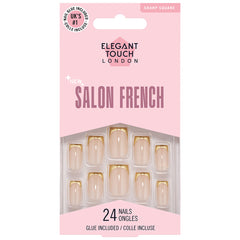 Elegant Touch False Nails Sharp Square Medium Length - French 186