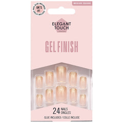 Elegant Touch False Nails Square Medium Length - Golden Sparkle