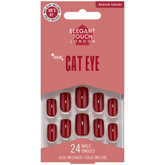 Elegant Touch False Nails Square Medium Length - Scarlet Shimmer