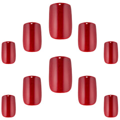 Elegant Touch False Nails Square Medium Length - Scarlet Shimmer (Loose)