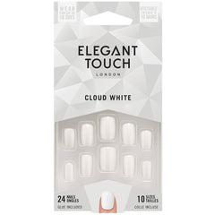 Elegant Touch False Nails Square Short Length - Cloud White