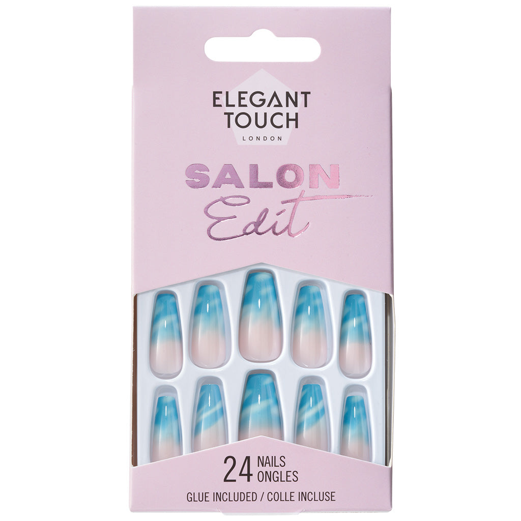Elegant Touch False Nails Squareletto Long Length - Wave Maker