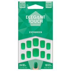Elegant Touch False Nails Squoval Short Length - Evergreen