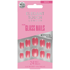 Elegant Touch False Nails Squoval Short Length - Glass Cranberry