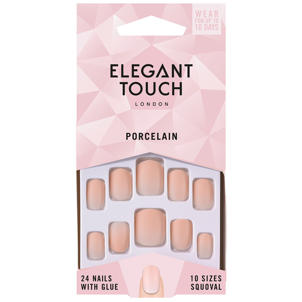 Elegant Touch False Nails Squoval Short Length - Porcelain