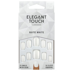 Elegant Touch False Nails Squoval Short Length - Quite White