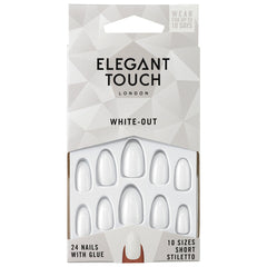 Elegant Touch False Nails Stiletto Medium Length - White-Out