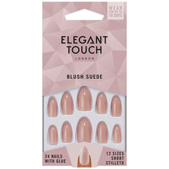 Elegant Touch False Nails Stiletto Short Length - Blush Suede